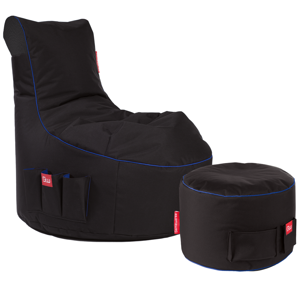 Gaming Sitzsack Bundle Classic - Fabric Arctic Blizzard (Schwarz/Blau) 