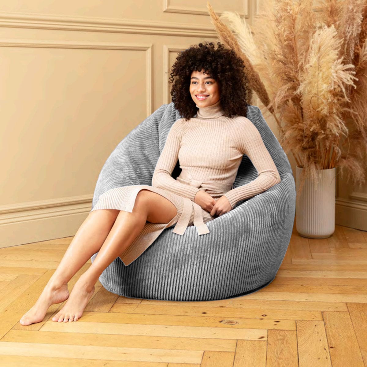 Sitzsack BeanBag Shara XXL - 300 Liter in Cord-Optik salbei 