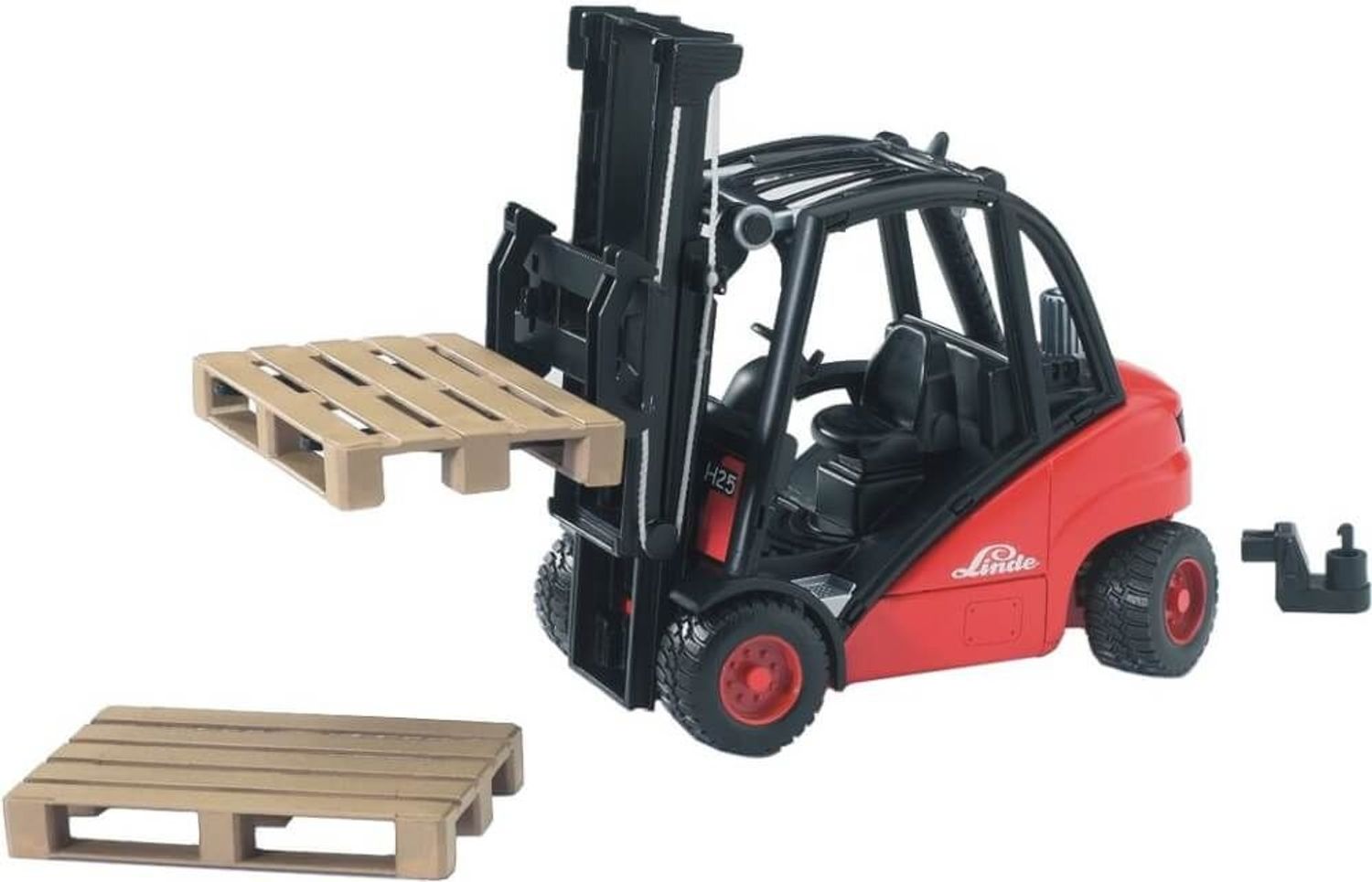 Bruder bruder 02511 Linde Gabelstapler H30D mit Anh&auml;ngerkupplung und 2 Paletten 