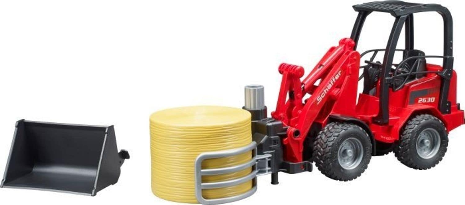 Bruder bruder 02192 Sch&auml;ffer Hoflader 2630 mit Ballengreifzange + Rundballen 