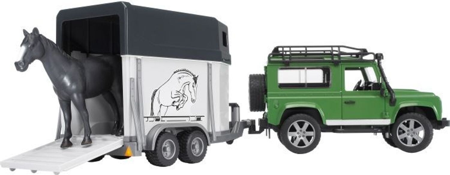 Land Rover Defender avec van pour chevaux et 1 cheva