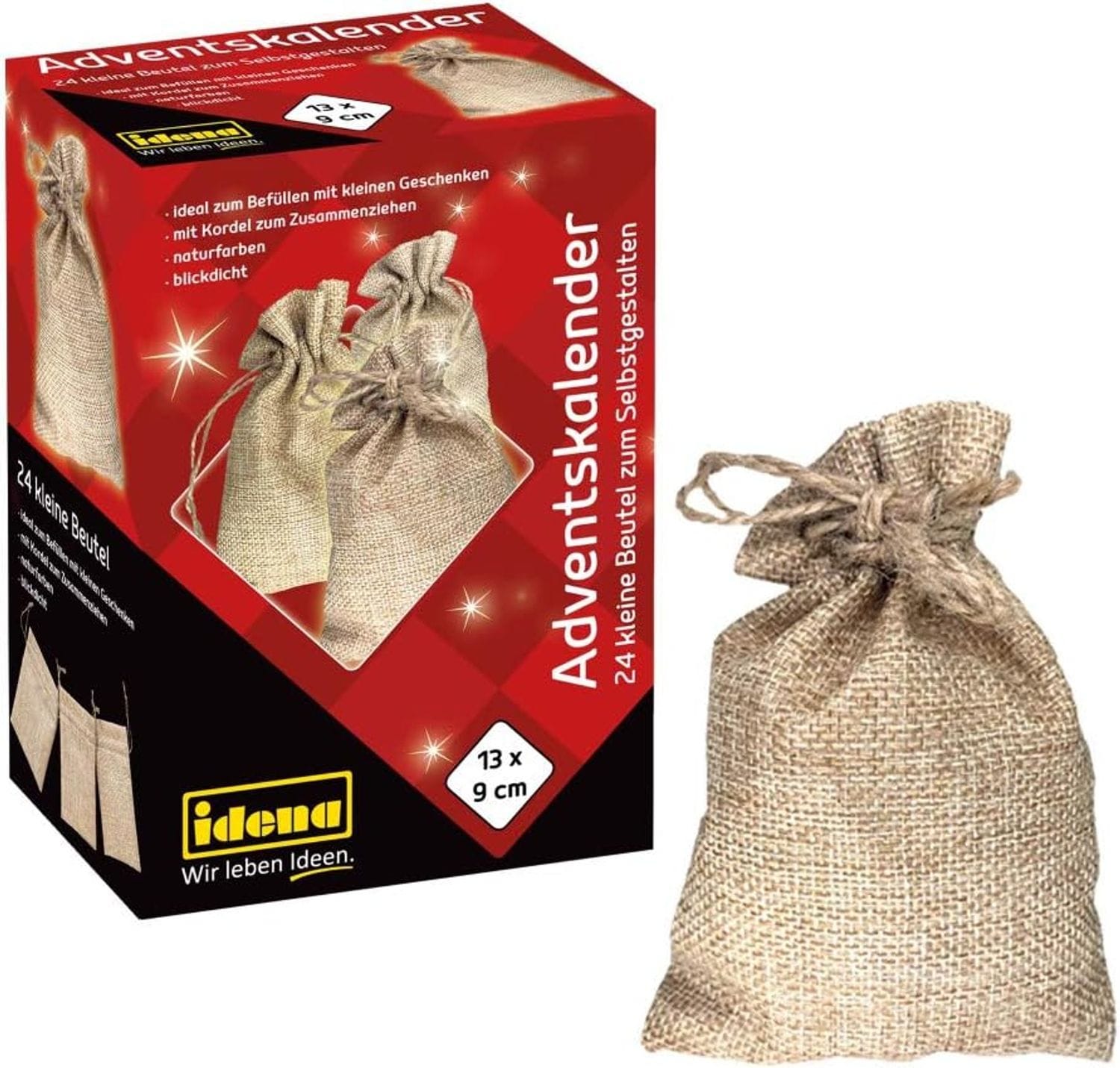 Idena 24 Leinens&auml;ckchen Adventskalender 