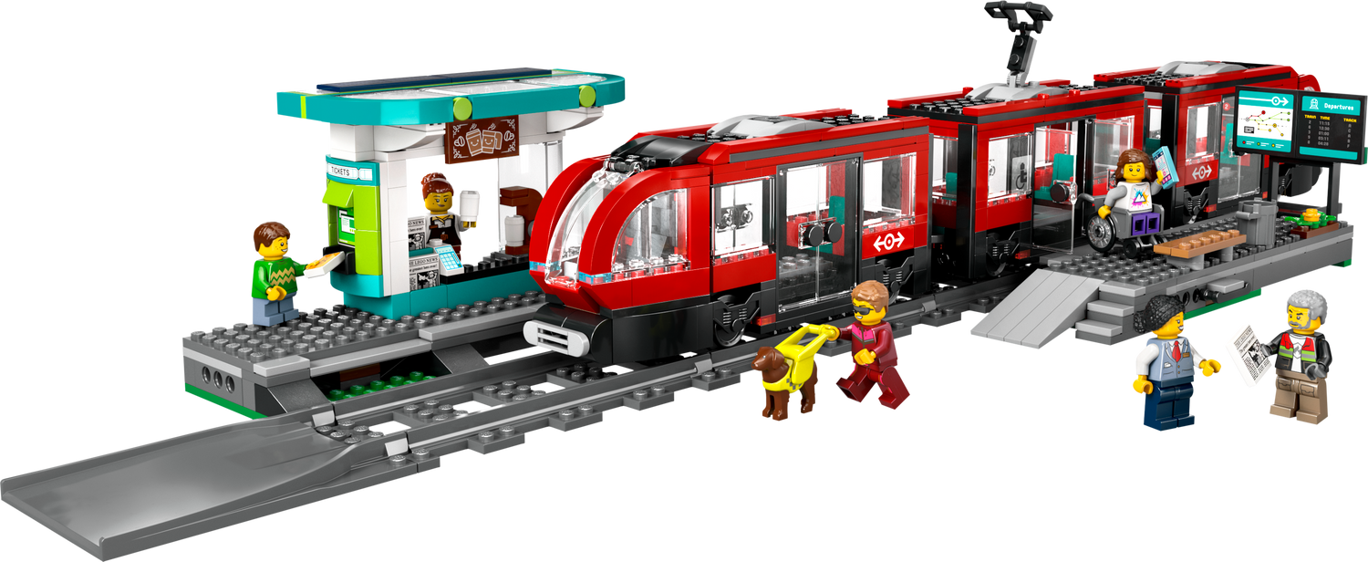 LEGO&reg; Stra&szlig;enbahn mit Haltestelle 