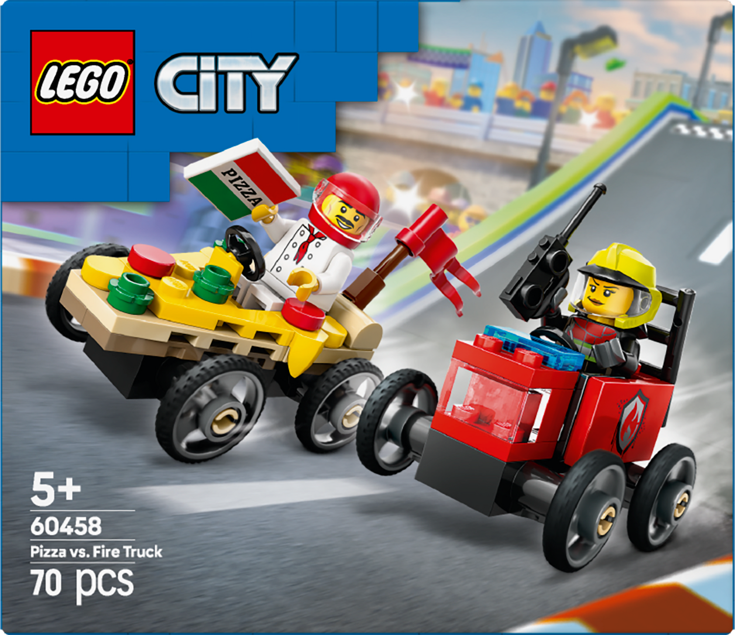 LEGO&reg; City Pizzalieferwagen vs. L&ouml;schauto 