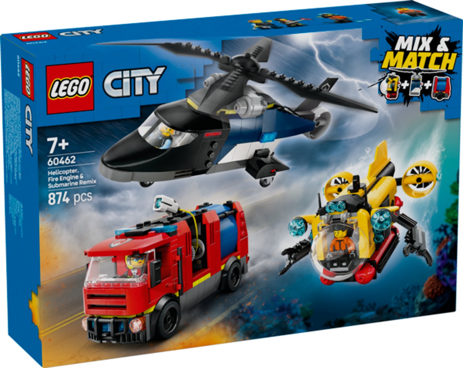 LEGO&reg; City Kombinationsset mit Hubschrauber, L&ouml;schauto und U-Boot 