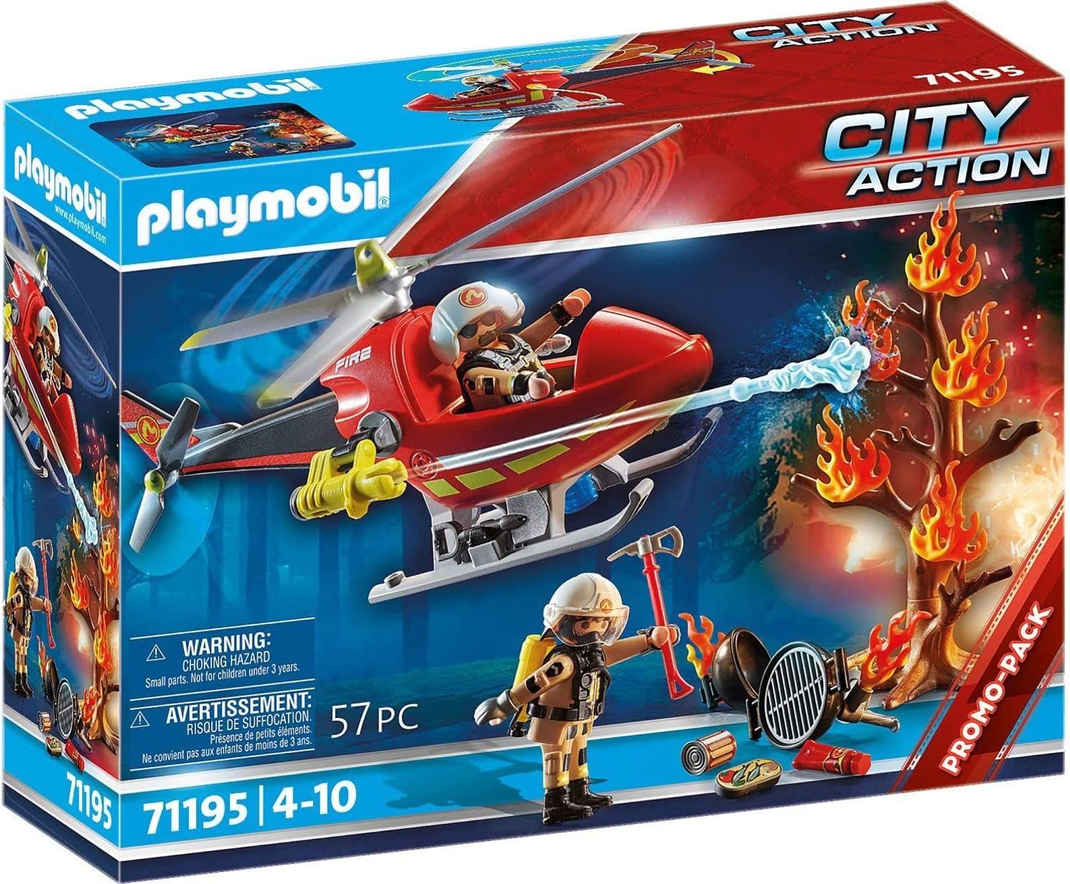 Playmobil Feuerwehr-Hubschrauber mit Wasserkanone 