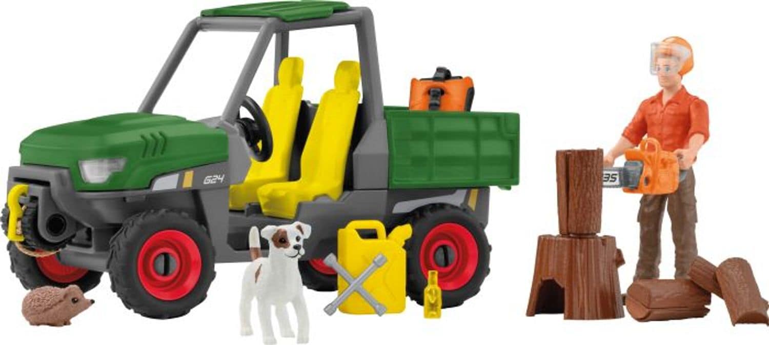 Schleich Waldbauer mit Fahrzeug 