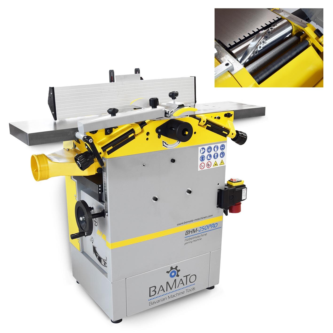 Abricht- und Dickenhobelmaschine mit Spiralmesserwelle BHM-250PRO (230V)