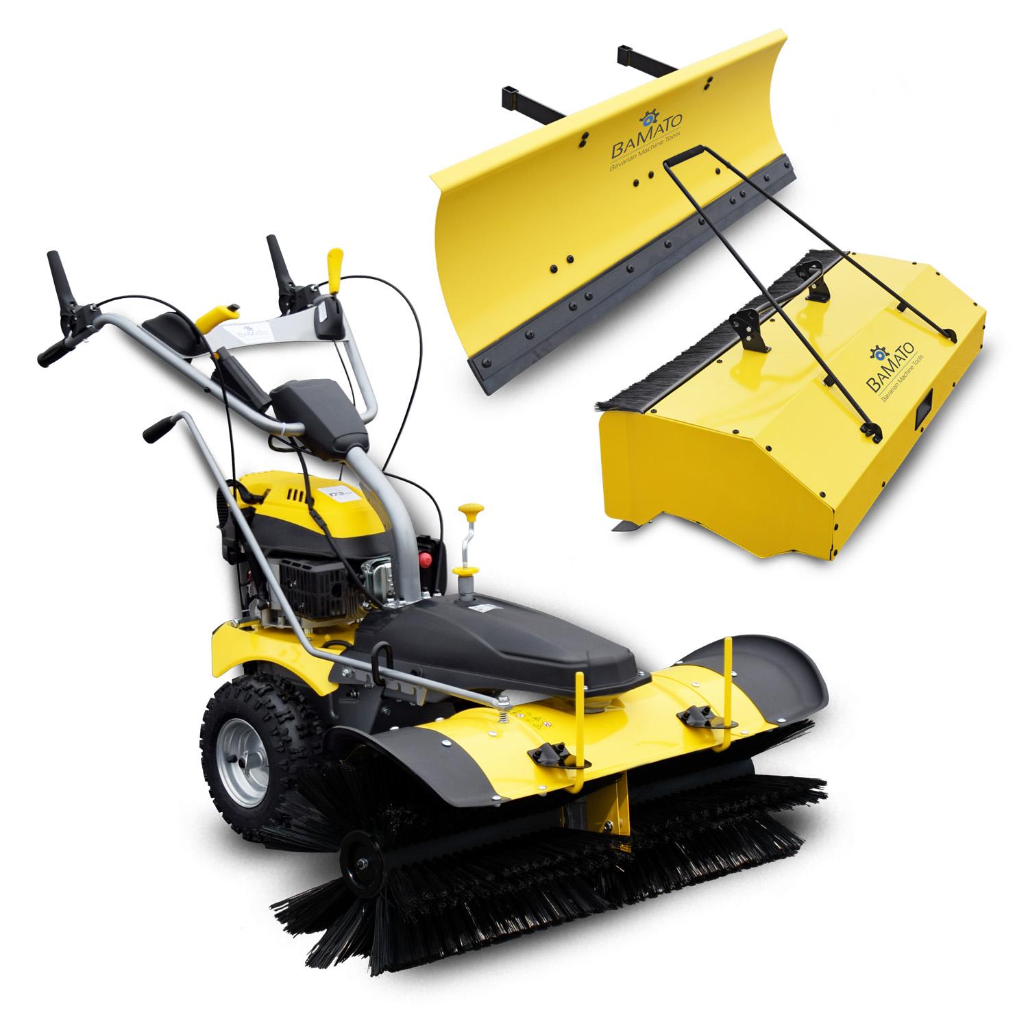 BAMATO Kehrmaschine KEM-1000 mit Sammelbeh&auml;lter / Schneeschild / E-Start 