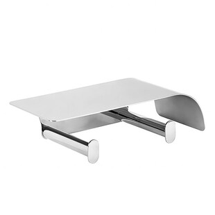 Brillantbad BORGANIC Papierrollenhalter Doppelarm mit Ablage Edelstahl poliert 280x75x115 mm für Bad & WC >> zum Bohren 