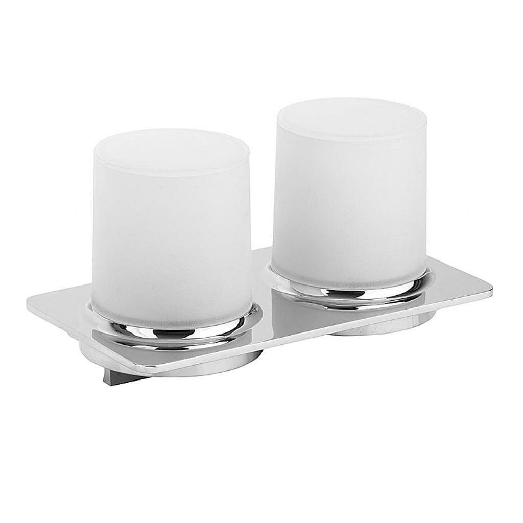 Brillantbad BORGANIC Seifenspender doppelt Chrom poliert Kunststoff 200x115x100 mm, 200 ml f&uuml;r Bad & K&uuml;che >> zum Bohren 