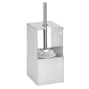 Brillantbad BIVA WC-Bürstengarnitur Edelstahl matt 130x353x120 mm für Bad & WC >> zum Bohren 