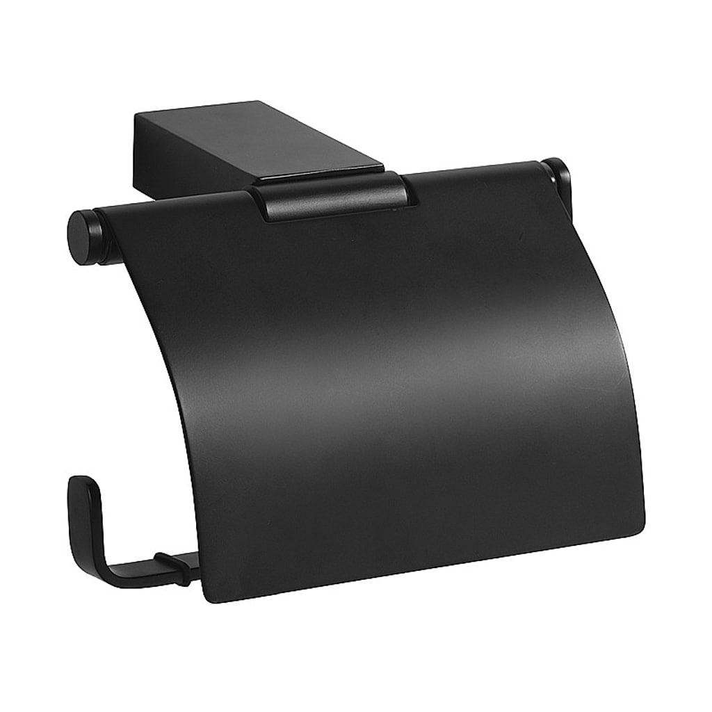 Brillantbad BERO Papierrollenhalter mit Deckel Messing Schwarz 130x95x90 mm f&uuml;r Bad & WC >> zum Bohren 