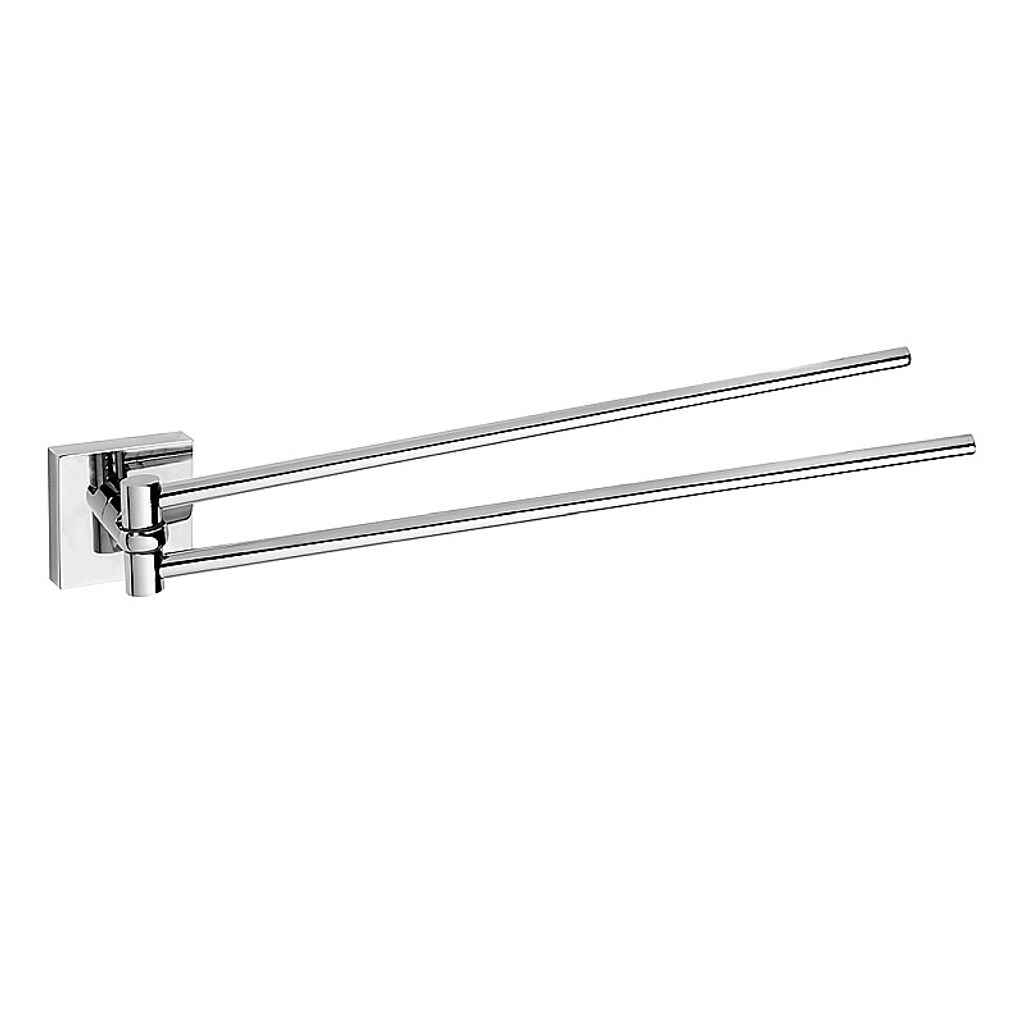 Brillantbad META Doppelhandtuchhalter schwenkbar Messing Chrom poliert 55x40x420 mm f&uuml;r Bad & K&uuml;che >> zum Bohren oder Kleben* 