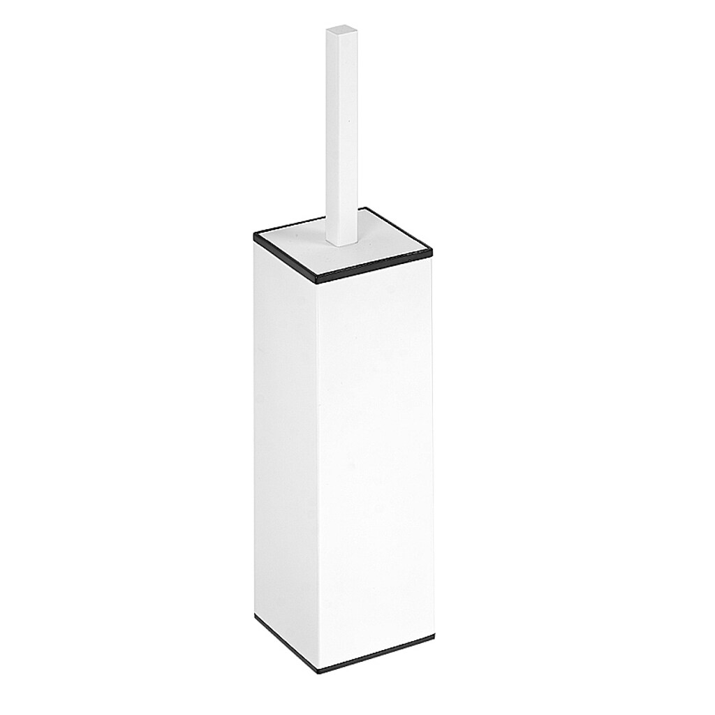 Brillantbad WHITE  WC-B&uuml;rstengarnitur Messing Wei&szlig; 80x400x80 mm f&uuml;r Bad & WC >> zum Bohren oder Freistehend anwendbar 