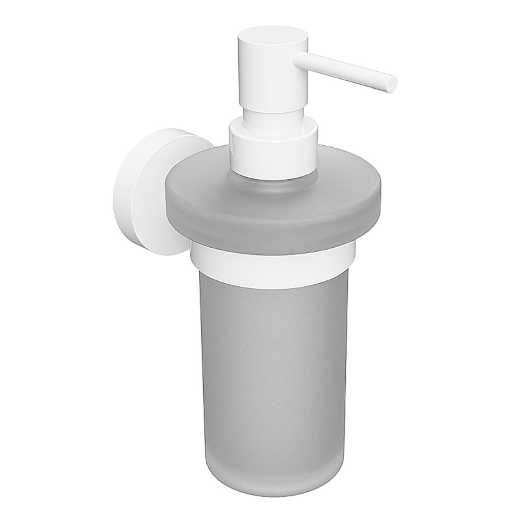 Brillantbad WHITE  Glasseifenspender Messing Wei&szlig; h&auml;ngend 80x180x105 mm, 230 ml f&uuml;r Bad & K&uuml;che >> zum Bohren oder Kleben* 