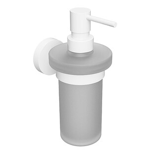 Brillantbad WHITE  Glasseifenspender Messing Weiß hängend 80x180x105 mm, 230 ml für Bad & Küche >> zum Bohren oder Kleben* 