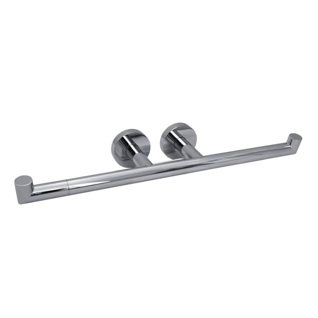 Brillantbad BOMEGA Papierrollenhalter Doppelarm Messing Chrom poliert 385x55x85 mm f&uuml;r Bad & WC >> zum Bohren oder Kleben* 