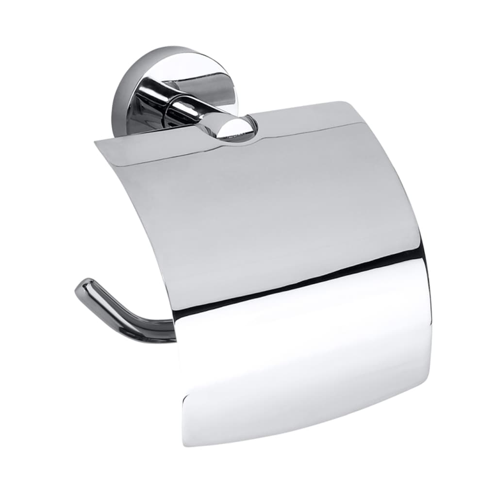Brillantbad BOMEGA Papierrollenhalter Links mit Deckel Messing Chrom poliert 140x155x80 mm f&uuml;r Bad & WC >> zum Bohren oder Kleben* 
