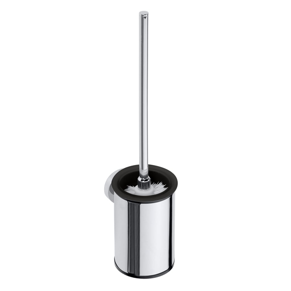 Brillantbad BOMEGA WC-B&uuml;rstengarnitur B&uuml;rste Wei&szlig; Messing Chrom poliert 95x385x120 mm f&uuml;r Bad & WC >> zum Bohren oder Kleben* 