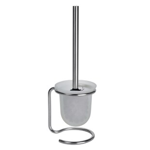 Brillantbad BOMEGA WC-Bürstengarnitur mit Glasbehälter Bürste Schwarz Messing Chrom poliert 110x400x130 mm für Bad & WC >> Freistehend anwendbar 