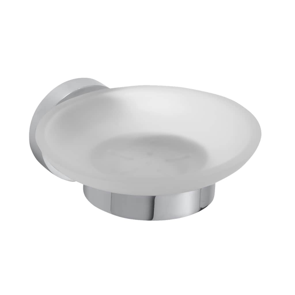 Brillantbad BOMEGA Seifenablage mit Glasschale Messing Chrom poliert 110x55x105 mm f&uuml;r Bad & K&uuml;che >> zum Bohren oder Kleben* 