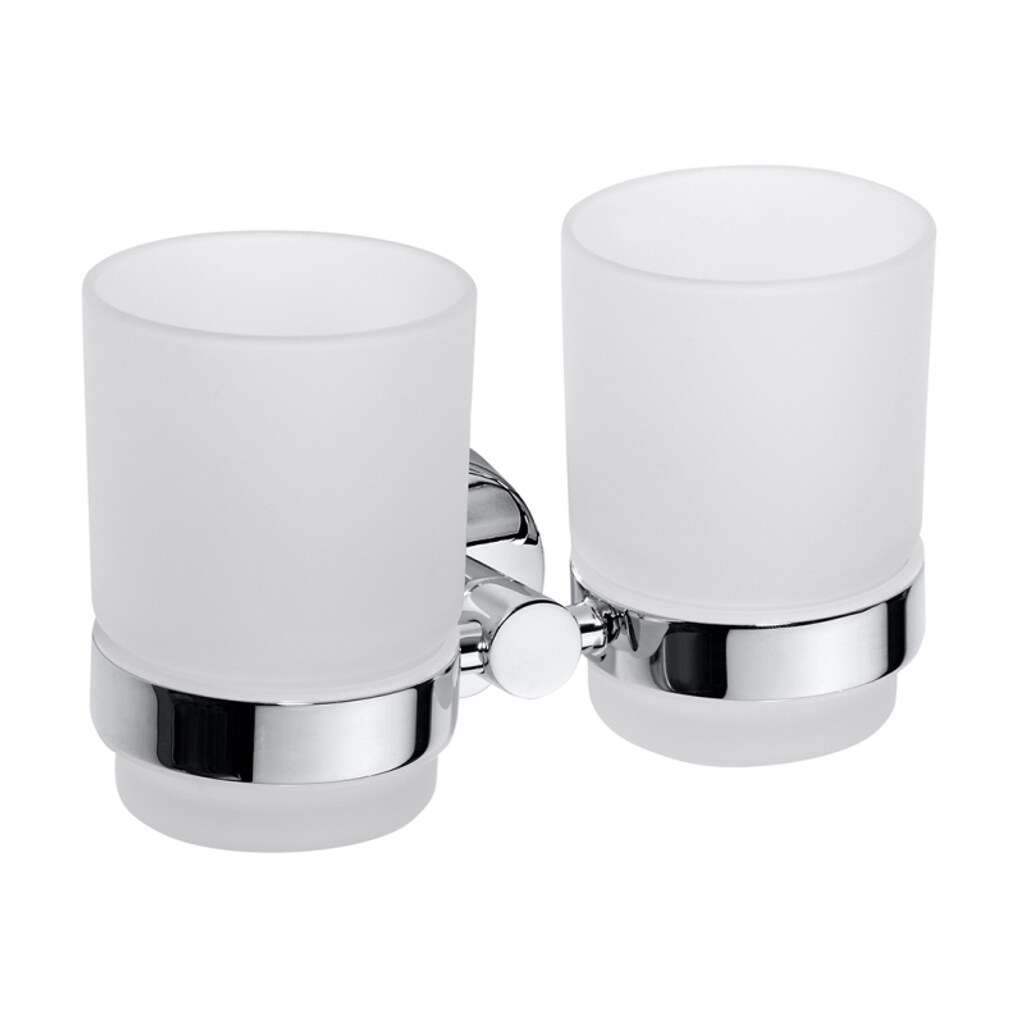 Brillantbad BOMEGA Doppelglashalter Messing Chrom poliert 160x95x90 mm f&uuml;r Bad & WC >> zum Bohren oder Kleben* 