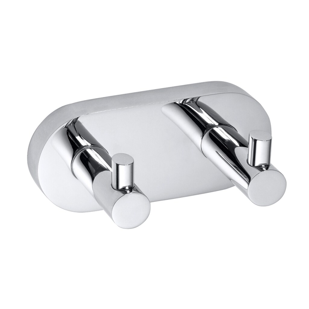 Brillantbad BOMEGA Doppelhaken Messing Chrom poliert 120x55x50 mm f&uuml;r Bad & K&uuml;che >> zum Bohren oder Kleben* 