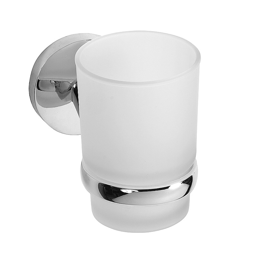 Brillantbad BALFA Glashalter mit Glas Zink Chrom poliert f&uuml;r Bad & K&uuml;che >> zum Bohren 