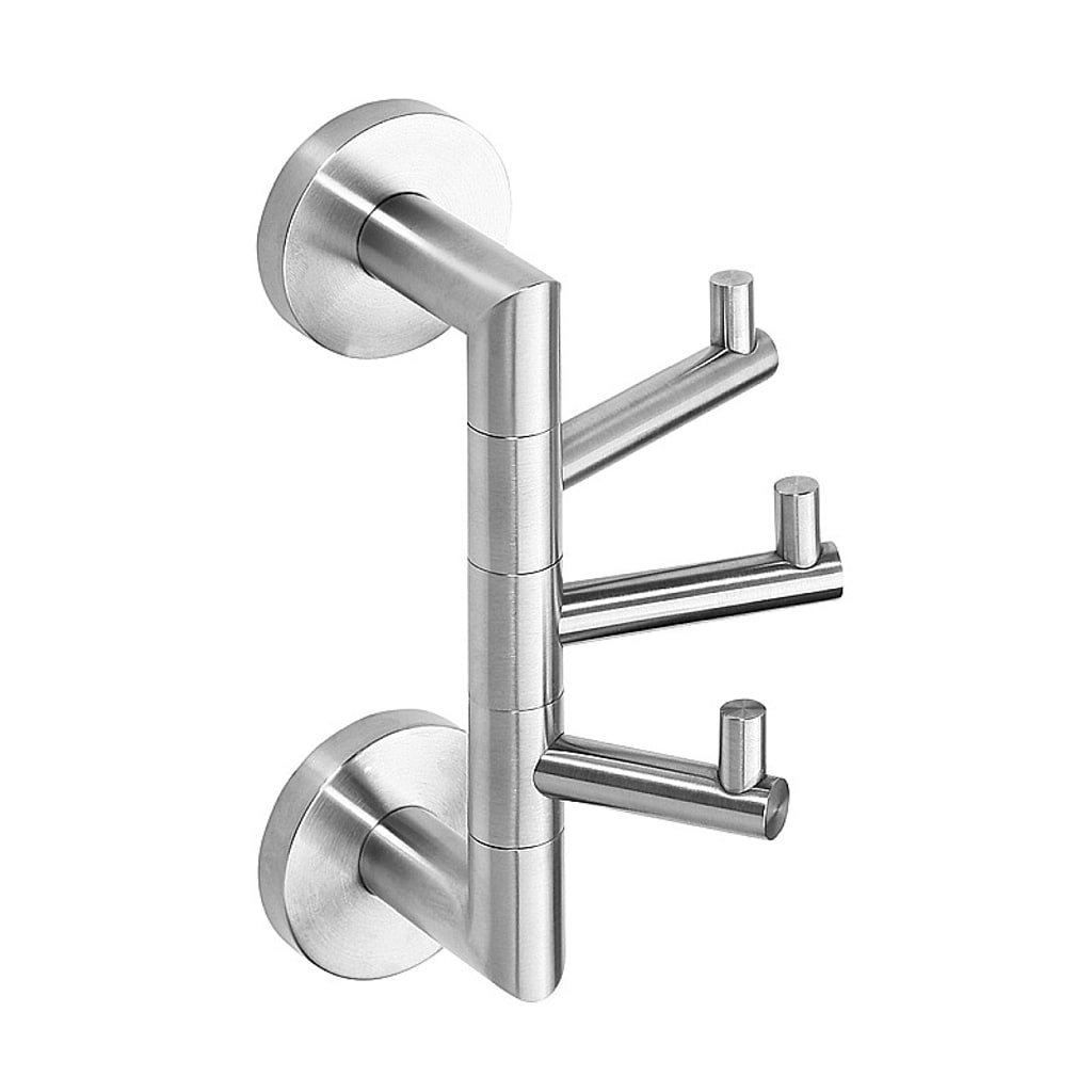 Brillantbad BEO Dreifachhaken drehbar Edelstahl matt 55x190x110 mm f&uuml;r Bad & K&uuml;che >> zum Bohren oder Kleben 