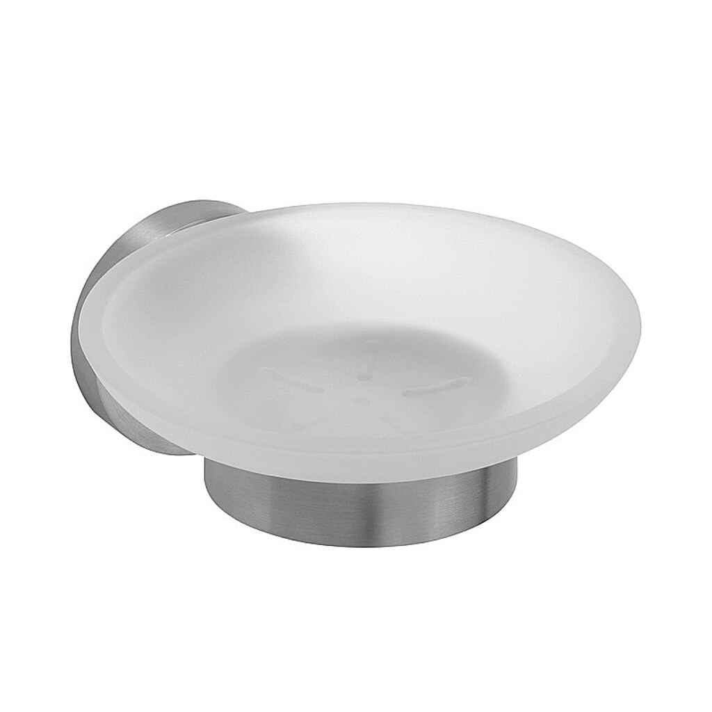 Brillantbad BEO Seifenablage mit Glasschale Edelstahl matt 110x55x125 mm f&uuml;r Bad & K&uuml;che >> zum Bohren oder Kleben 