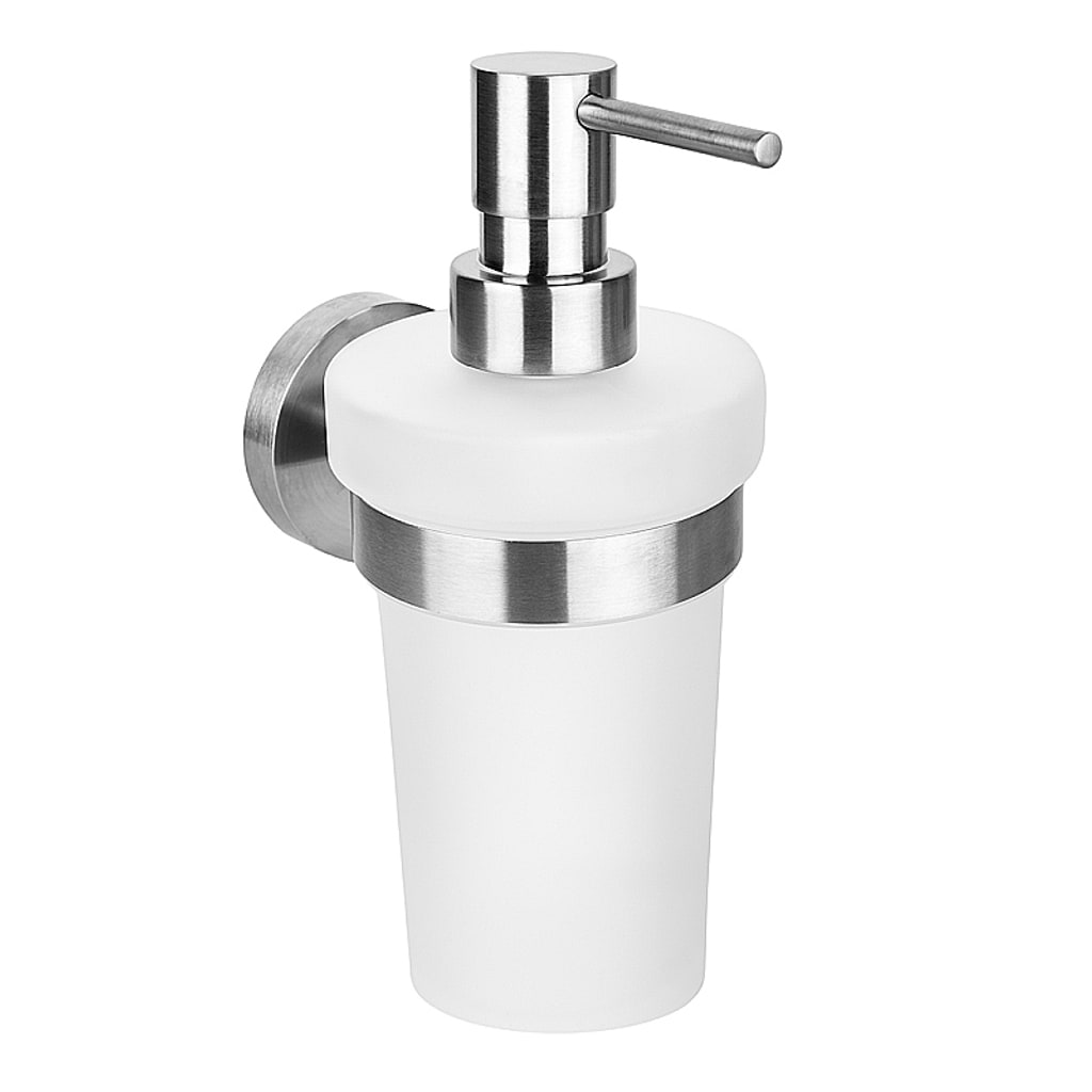 Brillantbad BEO Glasseifenspender Edelstahl Matt 80x190x133 mm, 230 ml f&uuml;r Bad & K&uuml;che >> zum Bohren oder Kleben 