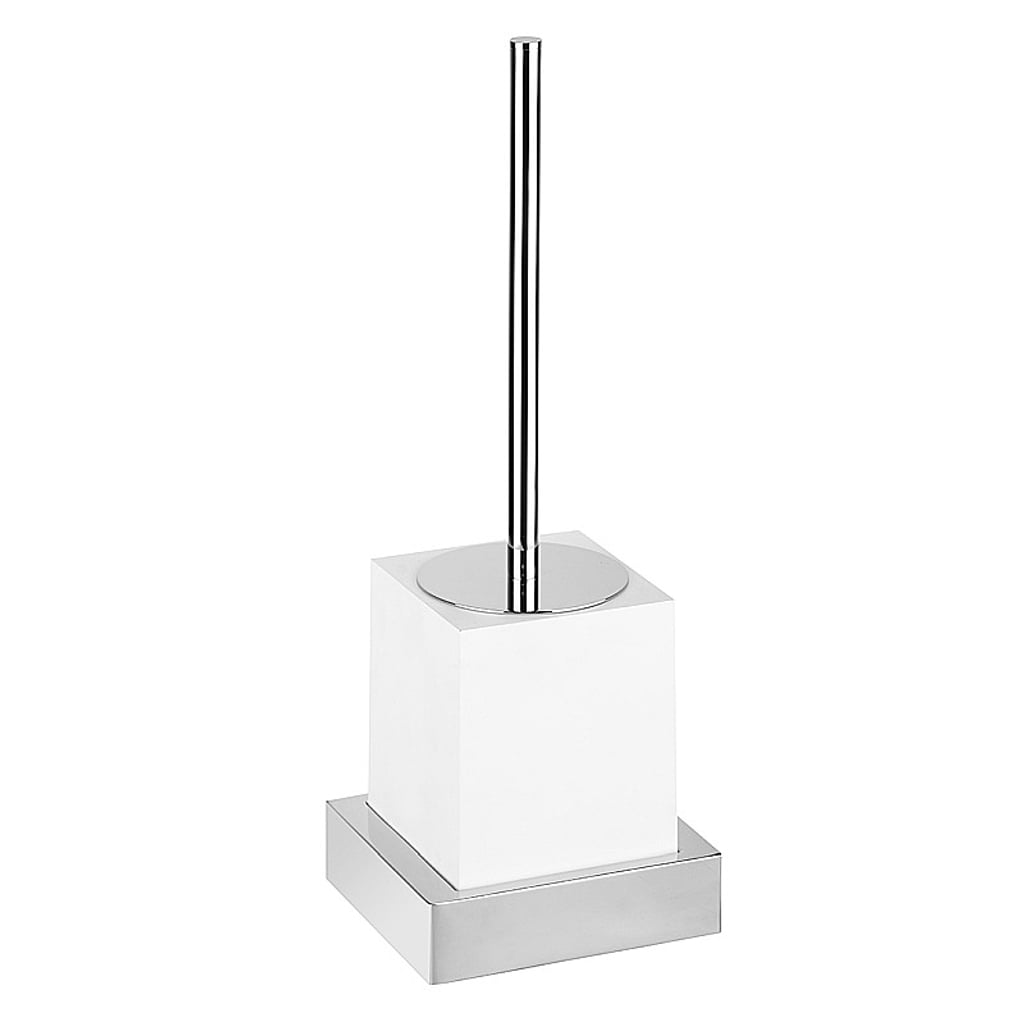 Brillantbad MAXIMA WC-B&uuml;rstengarnitur Polyresin Messing Chrom Wei&szlig; 125x386x105 mm f&uuml;r Bad & WC >> zum Bohren 