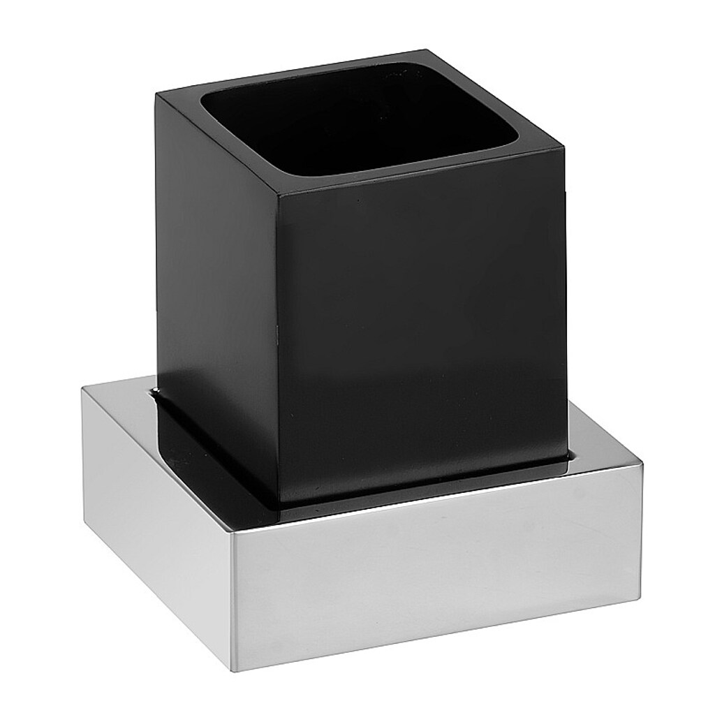 Brillantbad MAX Glashalter Polyresin Messing Chrom Schwarz 115x115x95 mm f&uuml;r Bad & K&uuml;che >> zum Bohren 