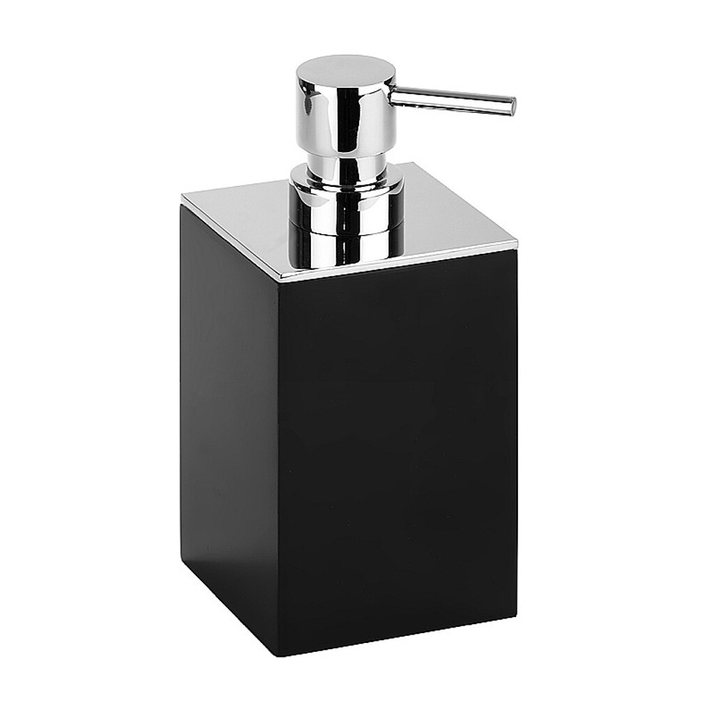 Brillantbad MAX Seifenspender Polyresin Messing Chrom Schwarz 75x160x86 mm, 200 ml f&uuml;r Bad & K&uuml;che >> Freistehend anwendbar 