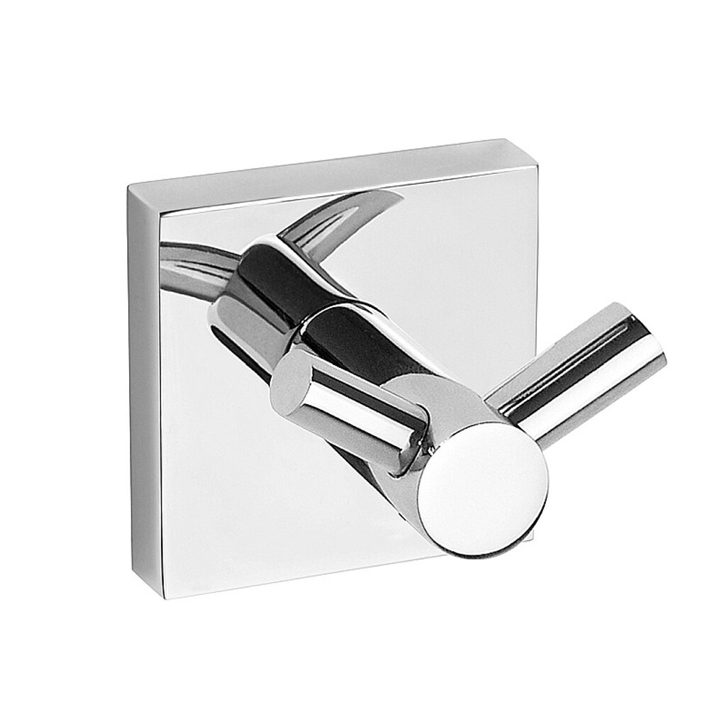 Brillantbad META Doppelkleiderhaken Messing Chrom poliert 55x55x50 mm für Bad & Küche >> zum Bohren oder Kleben*