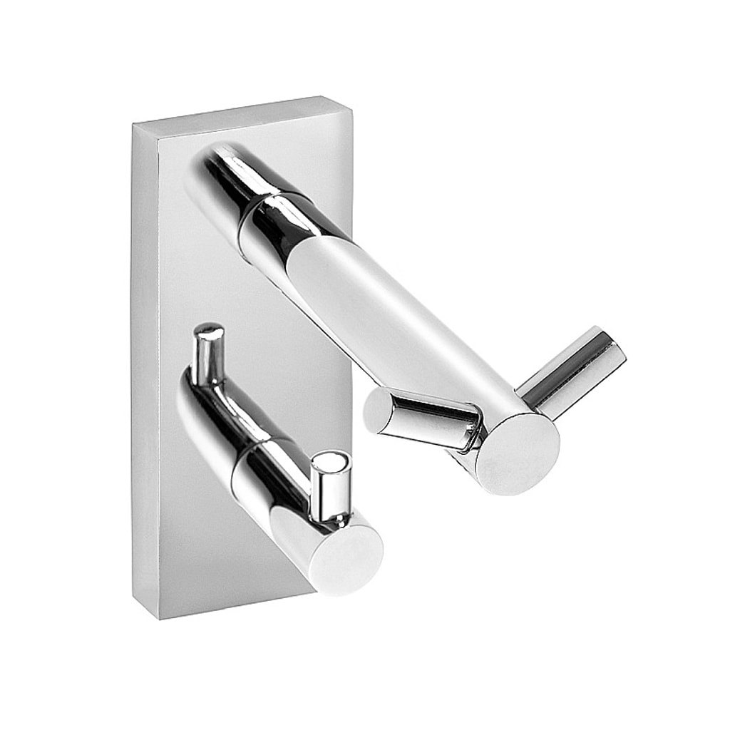 Brillantbad META Doppelhaken Messing Chrom poliert 55x120x90 mm f&uuml;r Bad & K&uuml;che >> zum Bohren oder Kleben* 