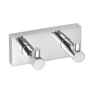 Brillantbad META Doppelhaken Messing Chrom poliert 120x55x50 mm für Bad & Küche >> zum Bohren oder Kleben* 