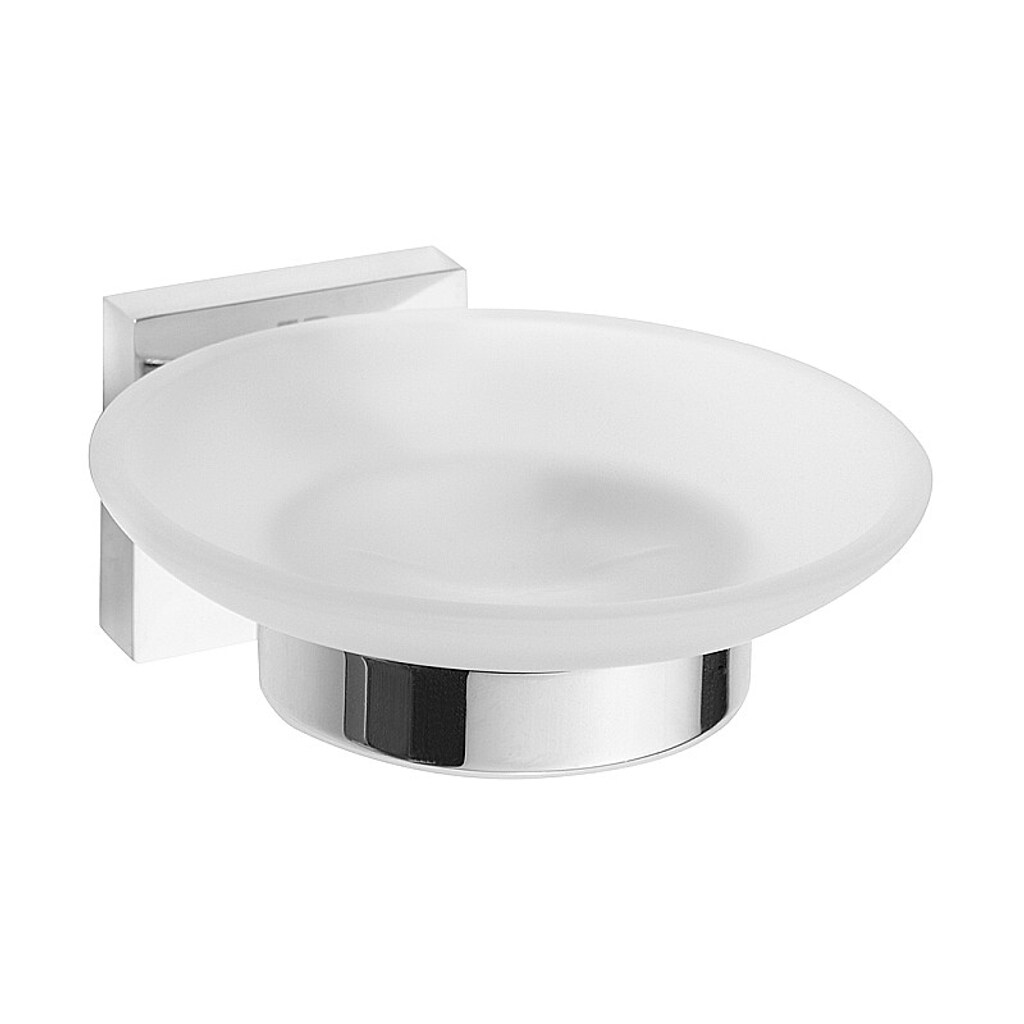 Brillantbad META Seifenablage mit Glasschale Messing Chrom poliert 110x55x125 mm f&uuml;r Bad & K&uuml;che >> zum Bohren oder Kleben* 