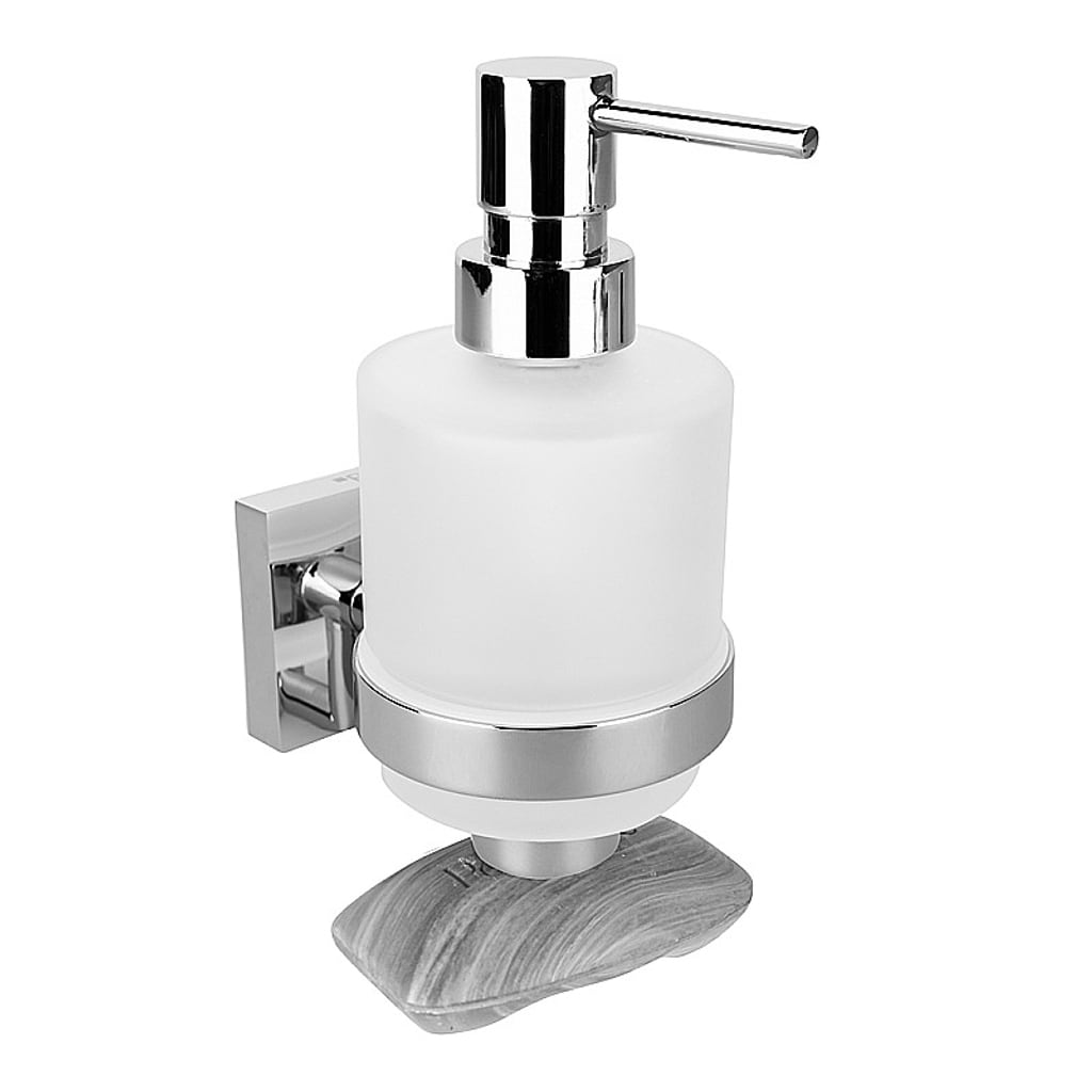 Brillantbad META Glasseifenspender mit Magnetseifenhalter Messing Chrom poliert 75x160x100 mm, 200 ml f&uuml;r Bad & K&uuml;che >> zum Bohren oder Kleben* 