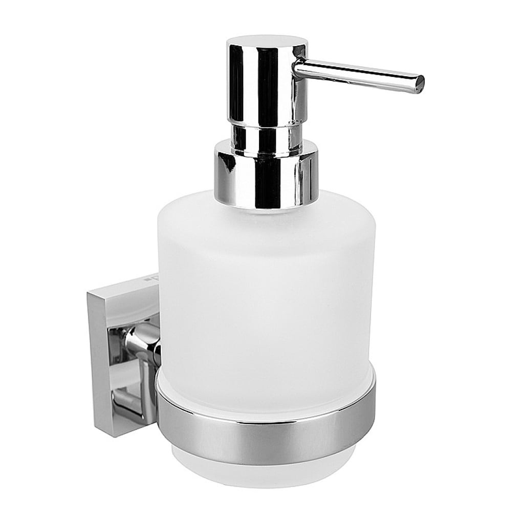 Brillantbad META Glasseifenspender MINI Messing Chrom poliert 75x145x100 mm, 200 ml f&uuml;r Bad & K&uuml;che >> zum Bohren oder Kleben* 