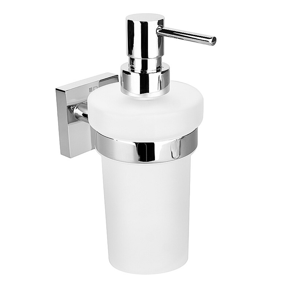 Brillantbad META Glasseifenspender Messing Chrom poliert 80x180x133 mm, 250 ml f&uuml;r Bad & K&uuml;che >> zum Bohren oder Kleben* 