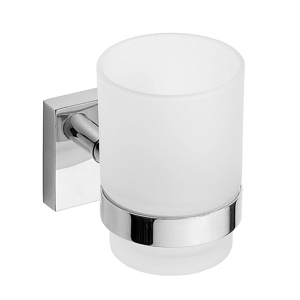 Brillantbad META Zahnb&uuml;rstenhalter mit Glas Messing Chrom poliert 70x95x105 mm f&uuml;r Bad & WC >> zum Bohren oder Kleben* 