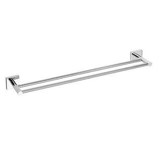 Brillantbad META Doppelhandtuchhalter Messing Chrom poliert 655x55x120 mm für Bad & Küche >> zum Bohren oder Kleben* 