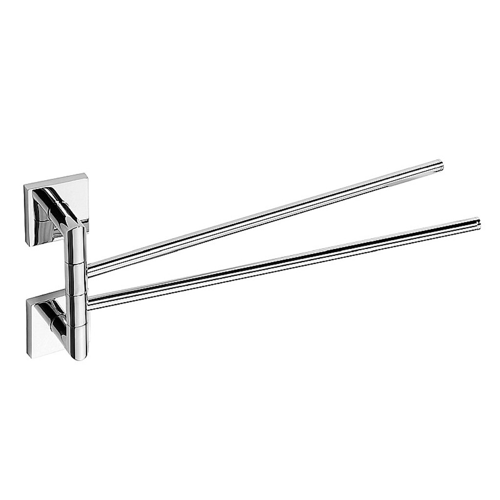 Brillantbad META Doppelhandtuchhalter schwenkbar Messing Chrom poliert 55x165x450 mm für Bad & Küche >> zum Bohren oder Kleben*