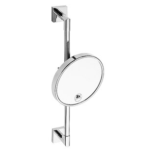 Brillantbad META Rasier- & Kosmetikspiegel Messing Chrom poliert 200x550x140 mm, ø200 mm für Bad & WC >> zum Bohren 