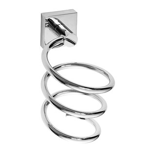 Brillantbad META Spiral Fönhalter Messing Chrom poliert 100x185x125 mm für Bad & WC >> zum Bohren oder Kleben* 