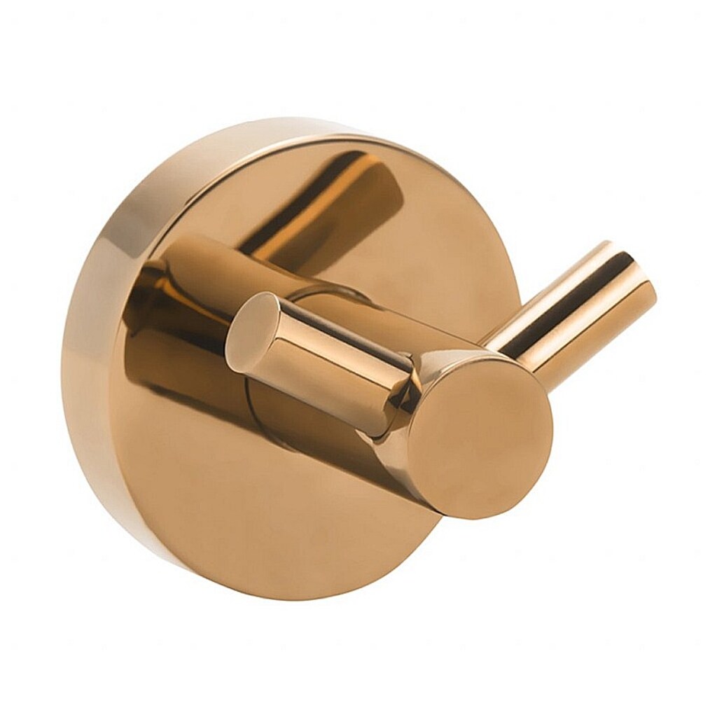 Brillantbad BORAL Doppelkleiderhaken Messing Gold Kupfer poliert 55x55x50 mm f&uuml;r Bad & K&uuml;che >> zum Bohren oder Kleben* 