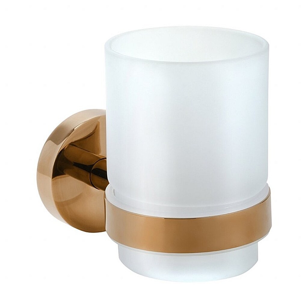 Brillantbad BORAL Glashalter mit Glas Messing Gold Kupfer poliert Milchglas 70x95x105 mm f&uuml;r Bad & K&uuml;che >> zum Bohren oder Kleben* 