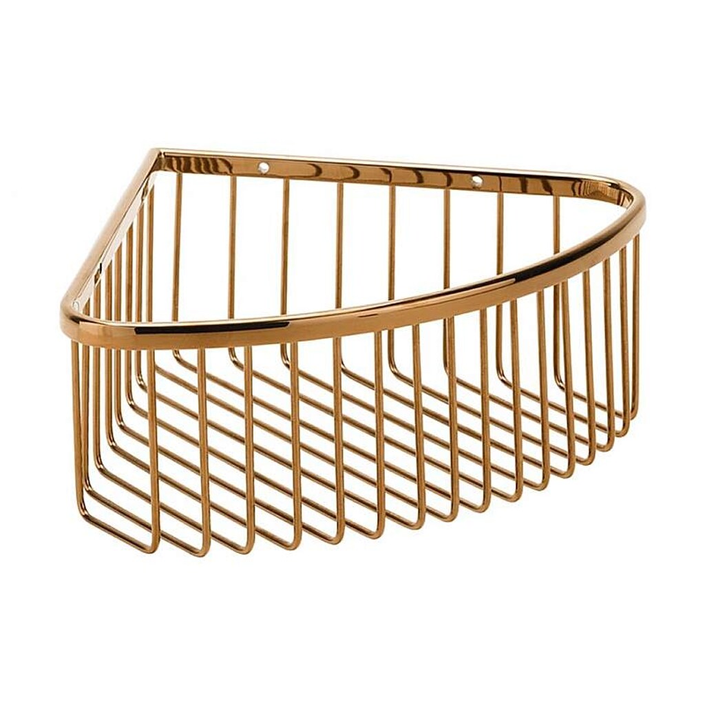 Brillantbad BORAL Eckseifenkorb Messing Gold Kupfer poliert 265x90x205 mm f&uuml;r Bad & K&uuml;che >> zum Bohren 